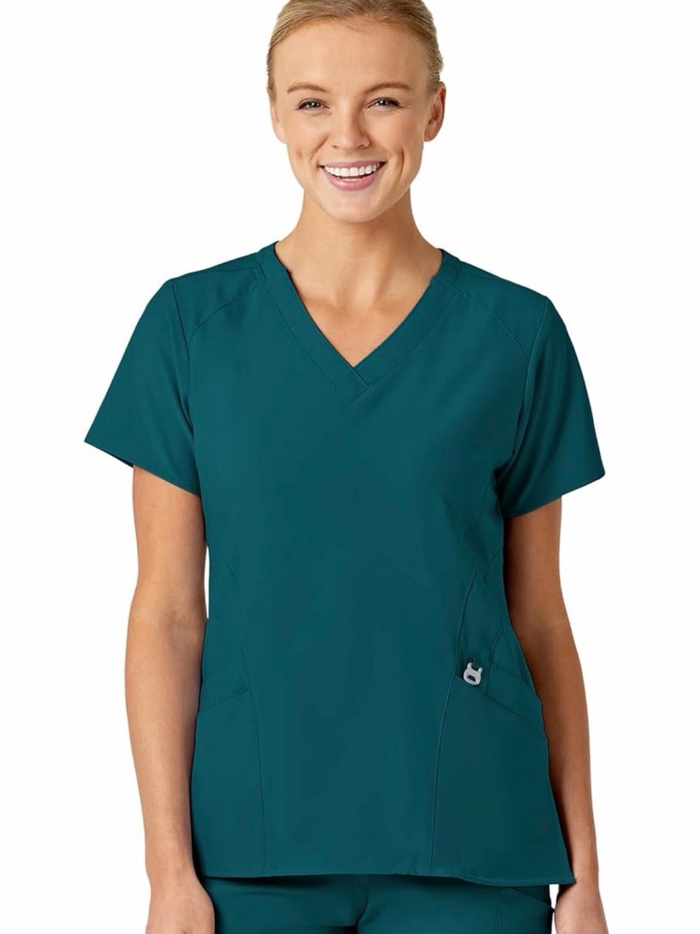 WonderWink Women's Teal V-Neck Short Sleeve Scrub Top
